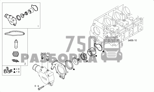 Корпус термостата iveco Cursor 10 
