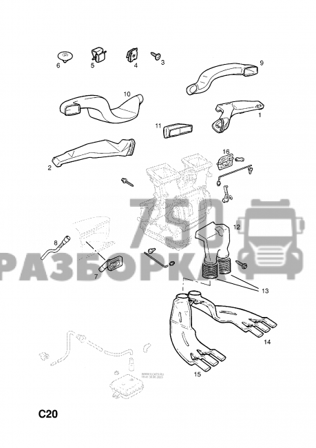 Воздуховод торпедо Opel Astra F